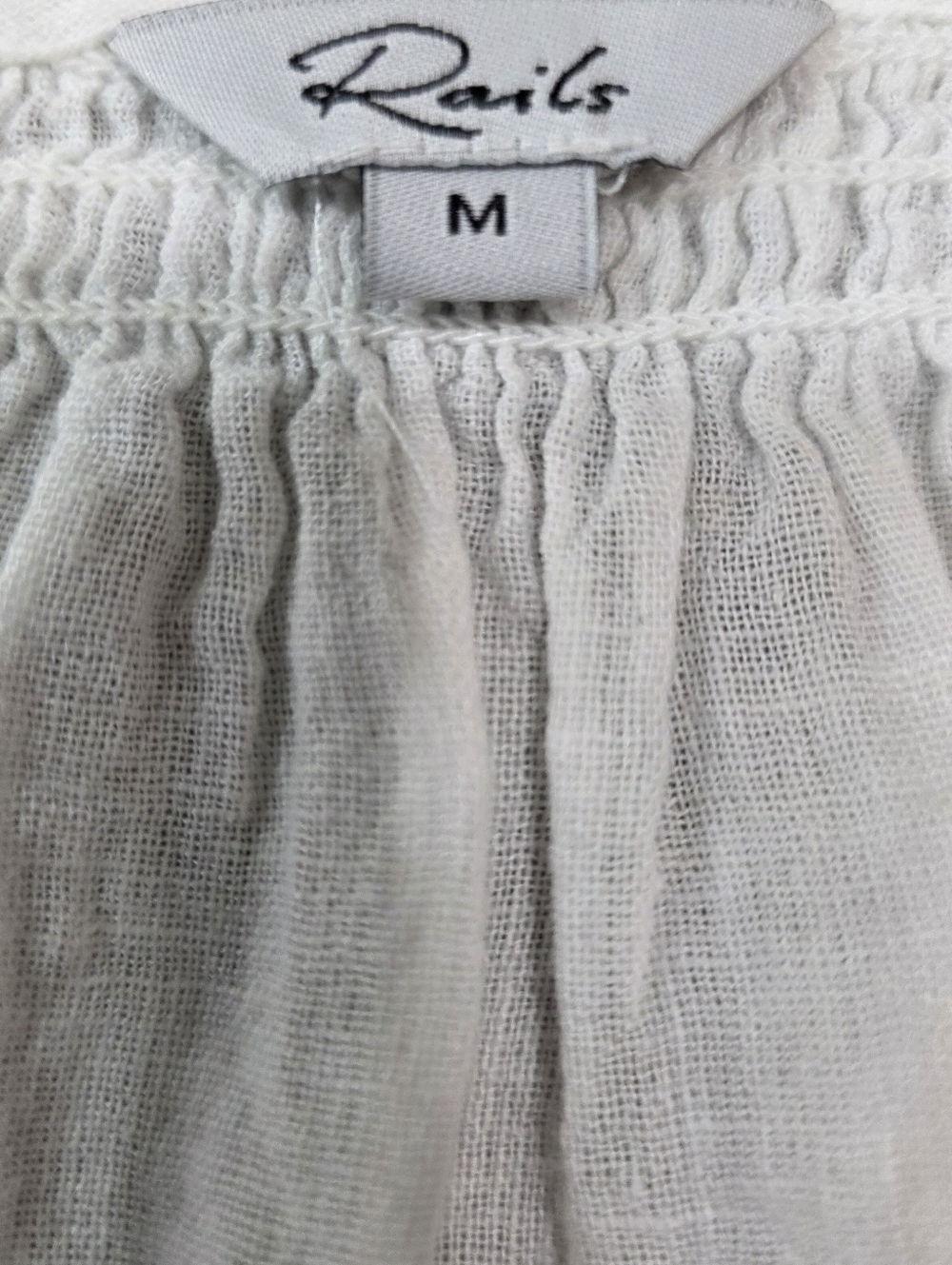 Rails Mariah Green Daisy Embroidered Linen Blouse, Size Medium - Picture 7 of 10